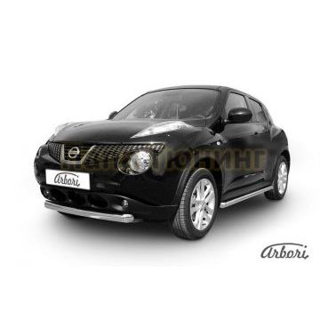 Защита передняя короткая 76 мм на 4х4 Slitkoff для Nissan Juke 2010- Защита передняя короткая 76 мм на 4х4 Slitkoff для Nissan Juke 2010-
