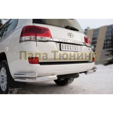 Защита задняя двойные уголки d76-d57  РусСталь для Toyota Land Cruiser 200 2015-