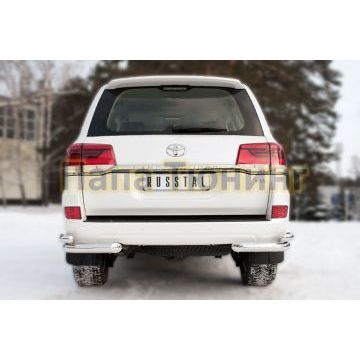 Защита задняя двойные уголки d76-d57  РусСталь для Toyota Land Cruiser 200 2015-