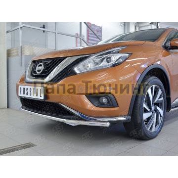 Защита переднего бампера d42 РусСталь для Nissan Murano 2016-
