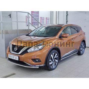 Защита переднего бампера d42 РусСталь для Nissan Murano 2016-