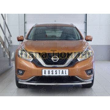 Защита переднего бампера d42 РусСталь для Nissan Murano 2016-