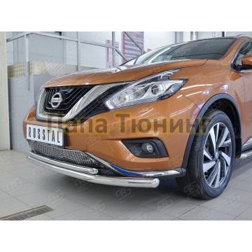 Защита передняя двойная d57-d42 РусСталь для Nissan Murano 2016-