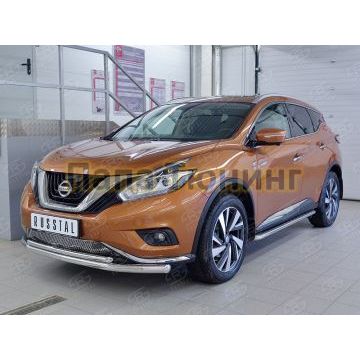 Защита передняя двойная d57-d42 РусСталь для Nissan Murano 2016-