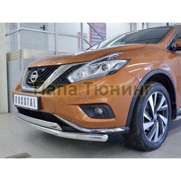 Защита передняя двойная 63-75х42 мм РусСталь для Nissan Murano 2016-