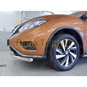 Защита передняя двойная 63-75х42 мм РусСталь для Nissan Murano 2016-