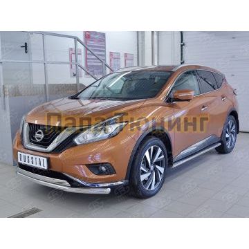 Защита передняя двойная 63-75х42 мм РусСталь для Nissan Murano 2016-