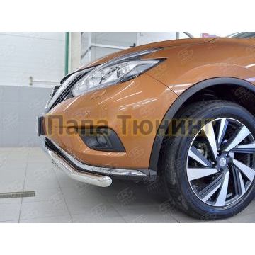 Защита переднего бампера волна с надписью d57 РусСталь для Nissan Murano 2016-