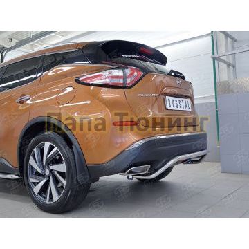 Защита заднего бампера волна под машину d42 РусСталь для Nissan Murano 2016-