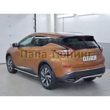 Защита заднего бампера волна под машину d42 РусСталь для Nissan Murano 2016-