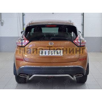 Защита заднего бампера волна под машину d42 РусСталь для Nissan Murano 2016-