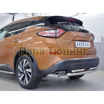 Защита заднего бампера двойная d57-42х2 мм РусСталь для Nissan Murano 2016-