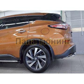 Защита заднего бампера двойная d57-42х2 мм РусСталь для Nissan Murano 2016-