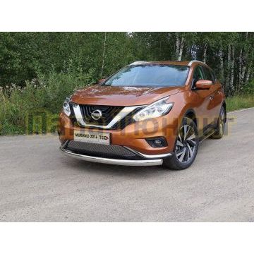 Защита передняя овальная 75х42 мм ТСС для Nissan Murano 2016-