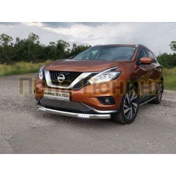 Защита передняя овальная с ДХО 75х42 мм ТСС для Nissan Murano 2016-