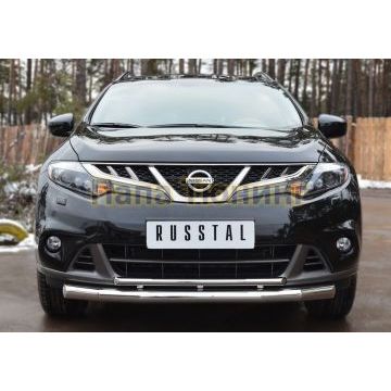 Защита передняя двойная d76-d42 секции-дуга РусСталь для Nissan Murano 2010-2016