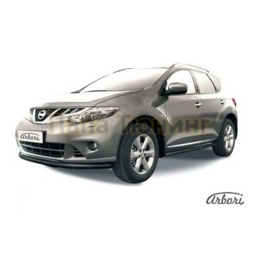 Защита передняя чёрная сталь двойная 57-42 мм Slitkoff для Nissan Murano 2010-2016 Защита передняя чёрная сталь двойная 57-42 мм Slitkoff для Nissan Murano 2010-2016