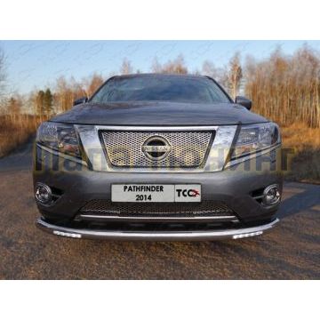 Защита переднего бампера с ДХО 76 мм ТСС для Nissan Pathfinder 2014-