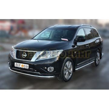 Защита переднего бампера 60 мм ALFeco для Nissan Pathfinder 2014-