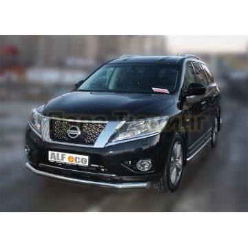 Защита переднего бампера 76 мм ALFeco для Nissan Pathfinder 2014-