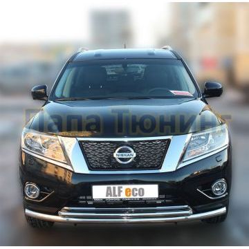 Защита передняя двойная 60-42 мм ALFeco для Nissan Pathfinder 2014-