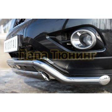 Защита передняя двойная 63-75х42 мм РусСталь для Nissan Pathfinder 2014-