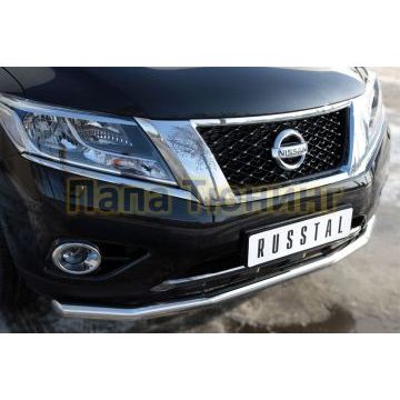 Защита переднего бампера d57 РусСталь для Nissan Pathfinder 2014-