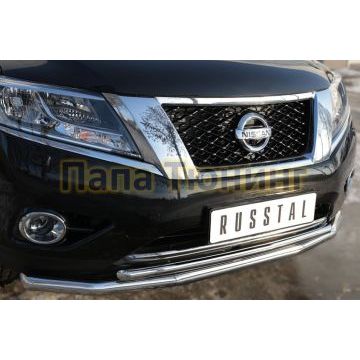 Защита передняя двойная d57-d42 РусСталь для Nissan Pathfinder 2014-