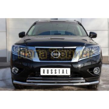 Защита передняя двойная d57-d42 РусСталь для Nissan Pathfinder 2014-