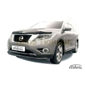 Защита переднего бампера чёрная сталь 57 мм Slitkoff для Nissan Pathfinder 2014-