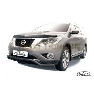 Защита передняя чёрная сталь волна 57 мм Slitkoff для Nissan Pathfinder 2014-