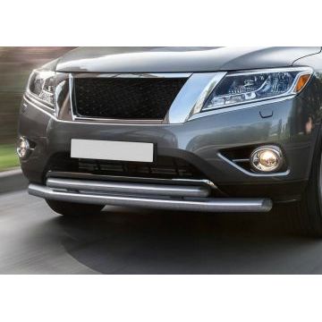 Защита передняя двойная 76-57 мм Rival для Nissan Pathfinder 2014-2017