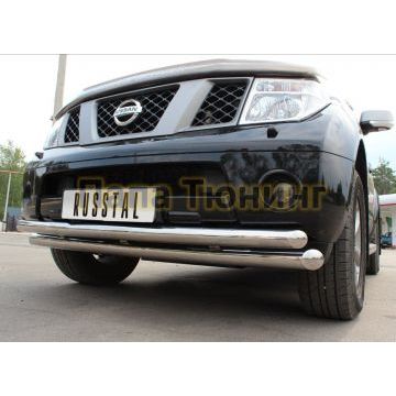 Защита передняя двойная d76-d57  РусСталь для Nissan Pathfinder 2004-2009