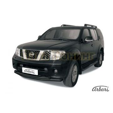 Защита передняя чёрная сталь двойная 76-57 мм Slitkoff для Nissan Pathfinder 2004-2009 Защита передняя чёрная сталь двойная 76-57 мм Slitkoff для Nissan Pathfinder 2004-2009