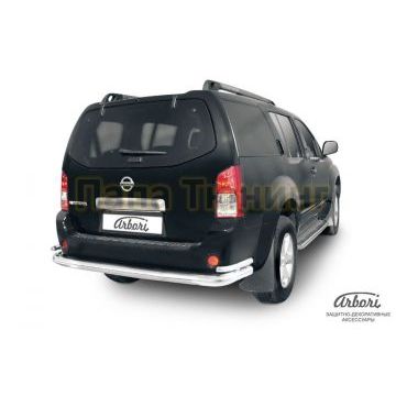 Защита заднего бампера двойная 76-42 мм Arbori для Nissan Pathfinder 2004-2009