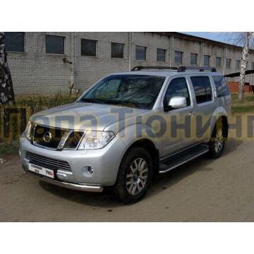 Защита передняя овальная 75х42 мм ТСС для Nissan Pathfinder 2010-2014 Защита передняя овальная 75х42 мм ТСС для Nissan Pathfinder 2010-2014