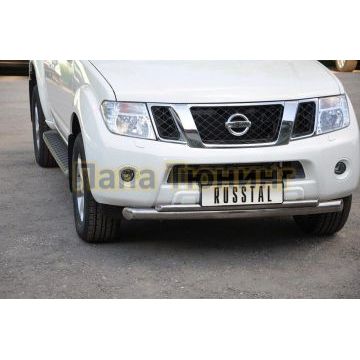 Защита передняя двойная d76-d42 РусСталь для Nissan Pathfinder 2010-2014