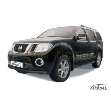 Защита переднего бампера чёрная сталь 76 мм Slitkoff для Nissan Pathfinder 2010-2014 Защита переднего бампера чёрная сталь 76 мм Slitkoff для Nissan Pathfinder 2010-2014
