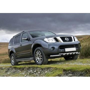 Защита передняя двойная с накладками 76-57 мм Rival для Nissan Pathfinder 2010-2014