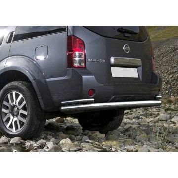 Защита заднего бампера двойная 76-42 мм Rival для Nissan Pathfinder 2010-2014