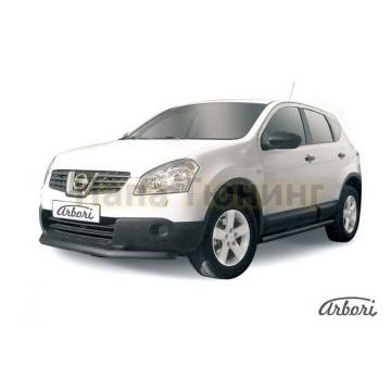 Защита передняя чёрная сталь короткая 57 мм Slitkoff для Nissan Qashqai +2 2007-2010