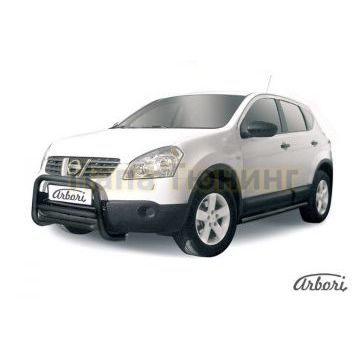 Кенгурин чёрная сталь низкий 57 мм Slitkoff для Nissan Qashqai +2 2007-2010