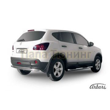 Защита заднего бампера двойная 57-57 мм Slitkoff для Nissan Qashqai +2 2007-2010