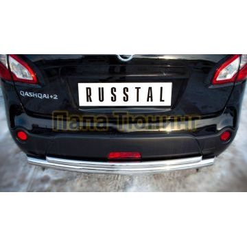 Защита заднего бампера двойная d57-d42 РусСталь для Nissan Qashqai+2 2010-2014