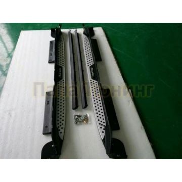 Пороги алюминевые ОЕМ-style вставка с логотипом OEM Tuning для Hyundai Tucson 2015-2021