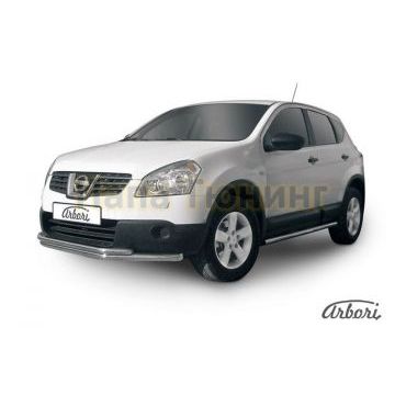Защита передняя двойная длинная 57-42 мм Slitkoff для Nissan Qashqai 2007-2010 Защита передняя двойная длинная 57-42 мм Slitkoff для Nissan Qashqai 2007-2010