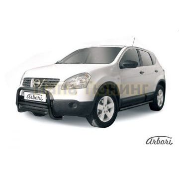 Кенгурин чёрная сталь низкий 57 мм Slitkoff для Nissan Qashqai 2007-2010