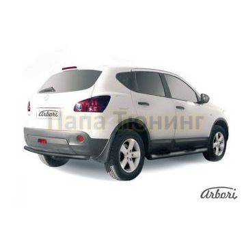 Защита заднего бампера чёрная сталь 57 мм Arbori для Nissan Qashqai 2007-2010
