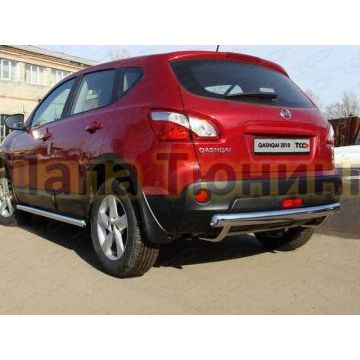 Защита заднего бампера овальная 75х42 мм ТСС для Nissan Qashqai 2010-2014 Защита заднего бампера овальная 75х42 мм ТСС для Nissan Qashqai 2010-2014