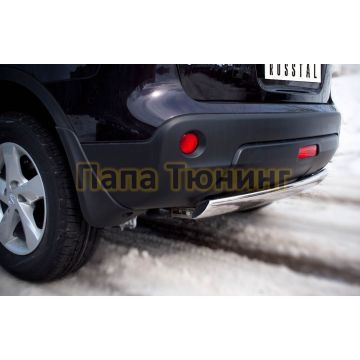 Защита заднего бампера овальная 75х42 мм РусСталь для Nissan Qashqai 2010-2014